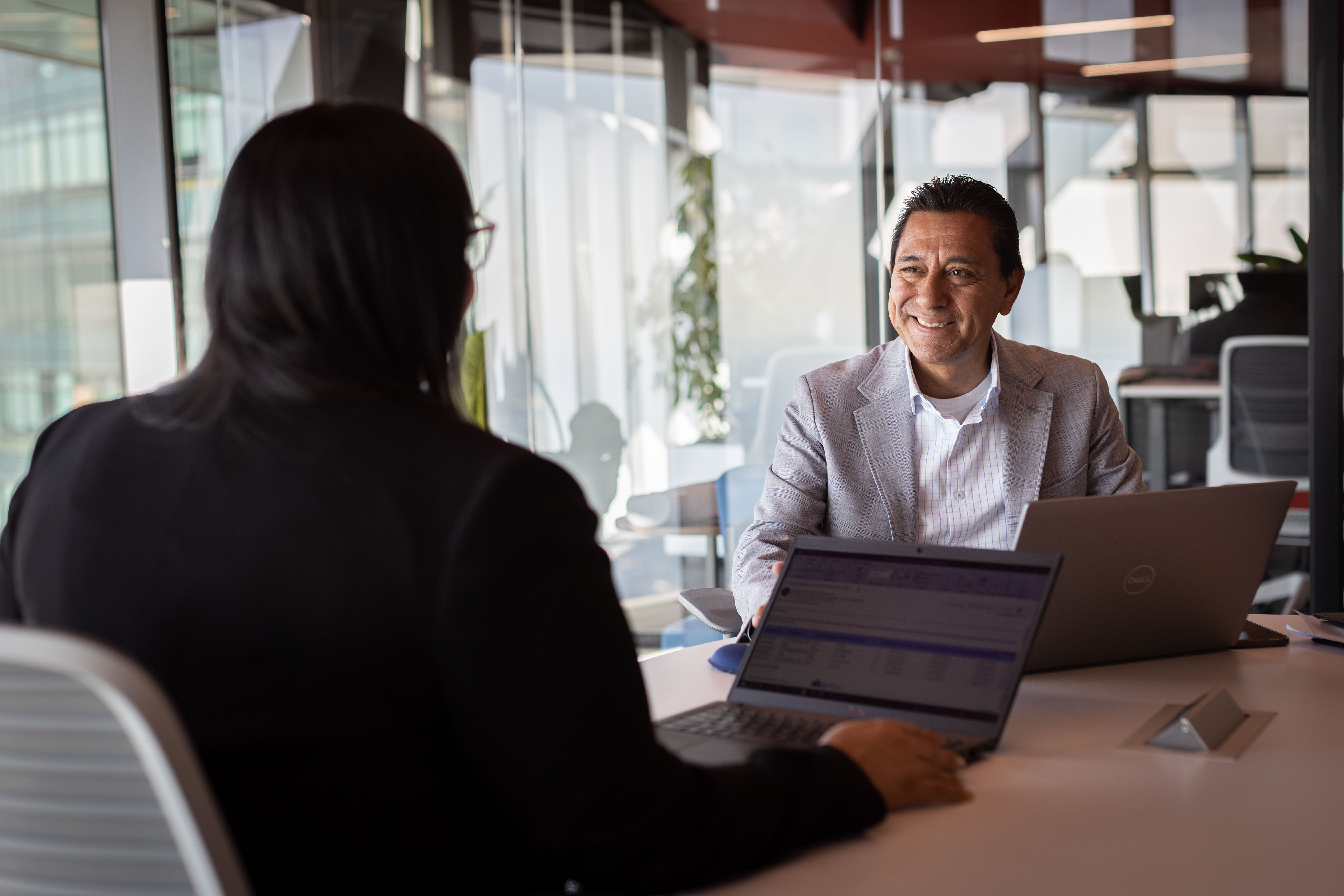 Miguel Ramirez is pictured in a business meeting at RGA Latin America headquarters in Mexico City.