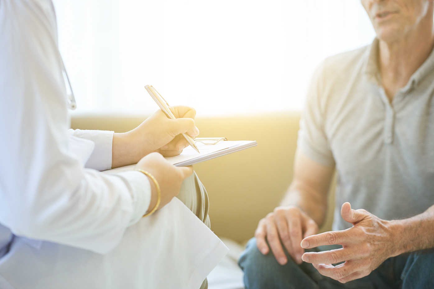 Man having doctor consultation for bladder cancer