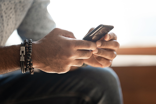 A customer uses a smartphone