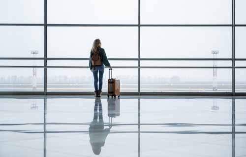 Single traveler in an airport