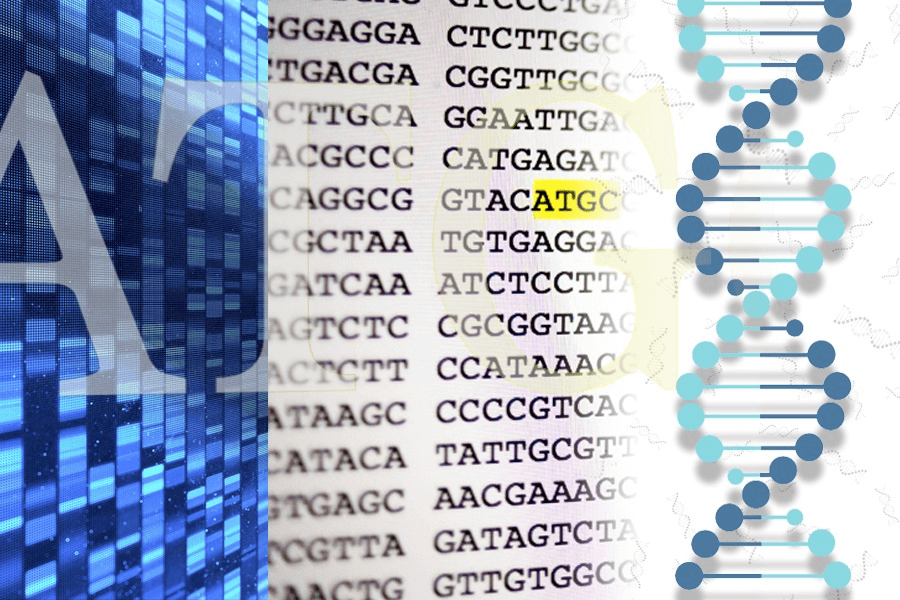 Visual of DNA symbols and double helix