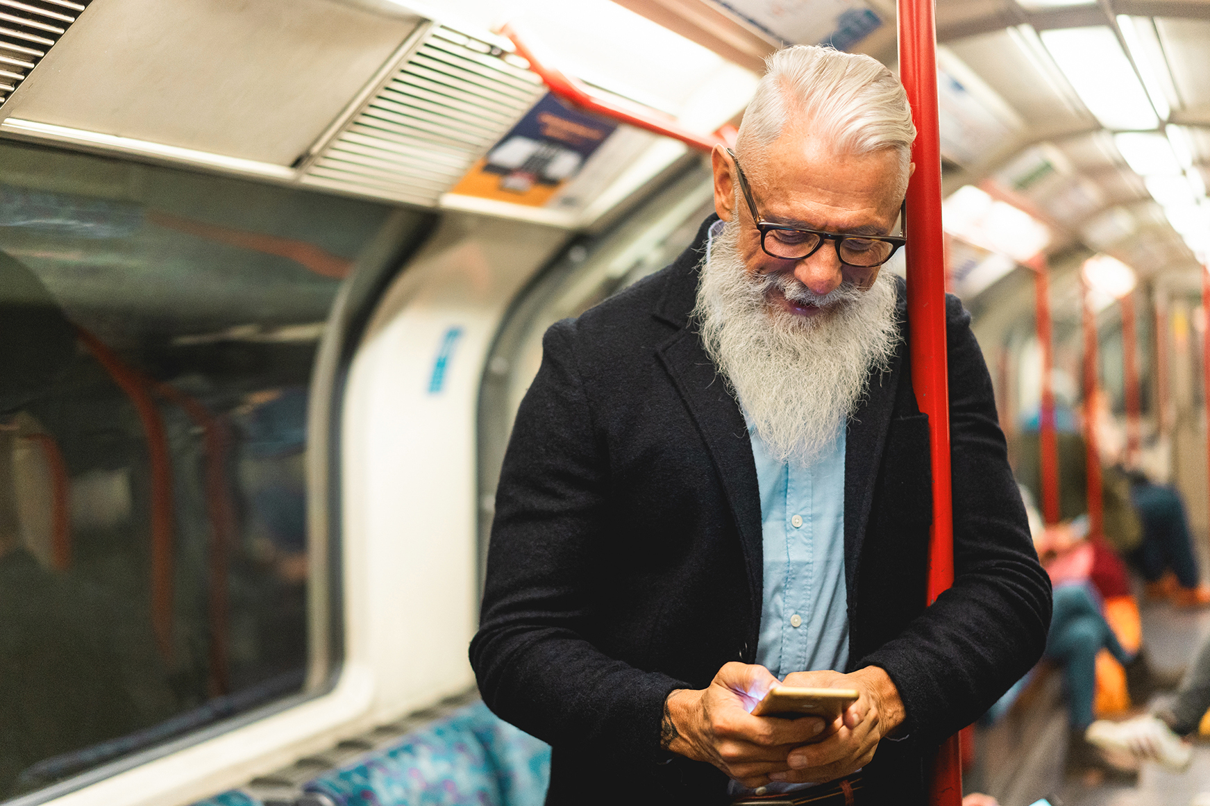 Older man on London Tube